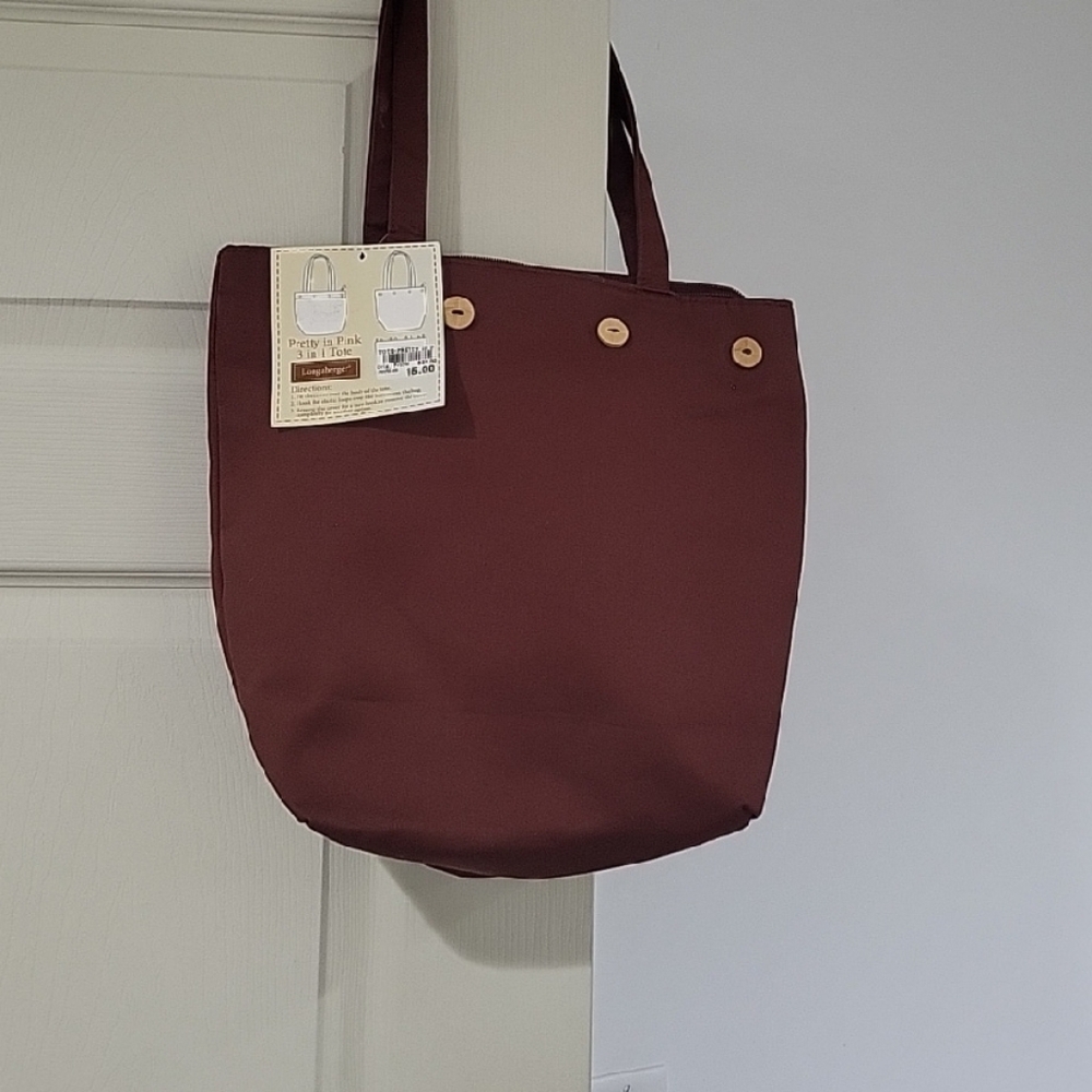 Longaberger Pretty In Pink 3in1 Tote Bag NWT - Picture 3 of 11